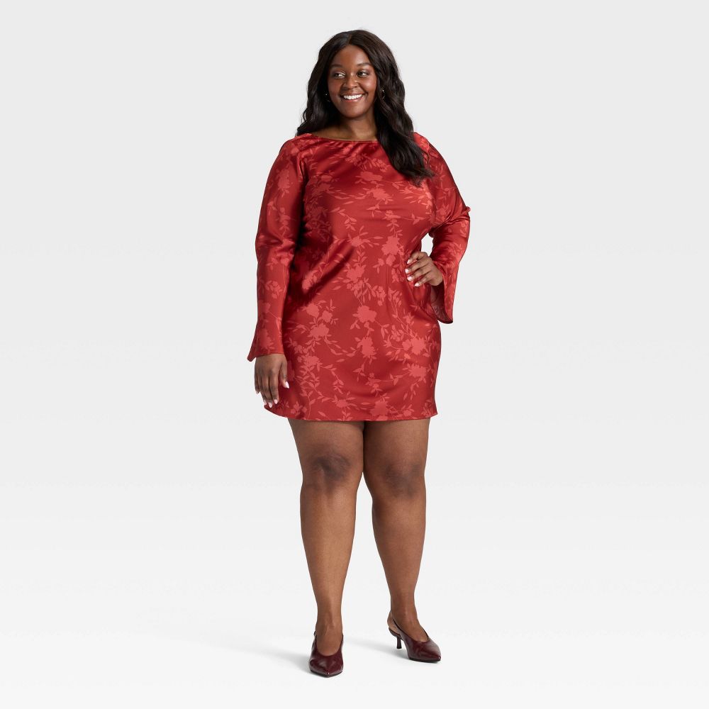New - Women's Twist Back Mini Dress - A New Day™ Red Floral 2X