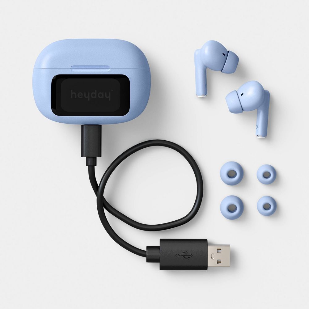 Open Box - True Wireless Active Noise Cancelling Earbuds with Screen Peri Blue - heyday™