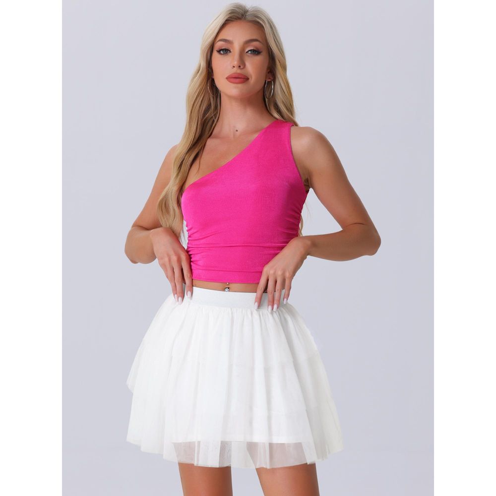 INSPIRE CHIC Women's Puffy Mesh Tiered Layered Ballet Bubble Dance Tulle Mini Skirts
