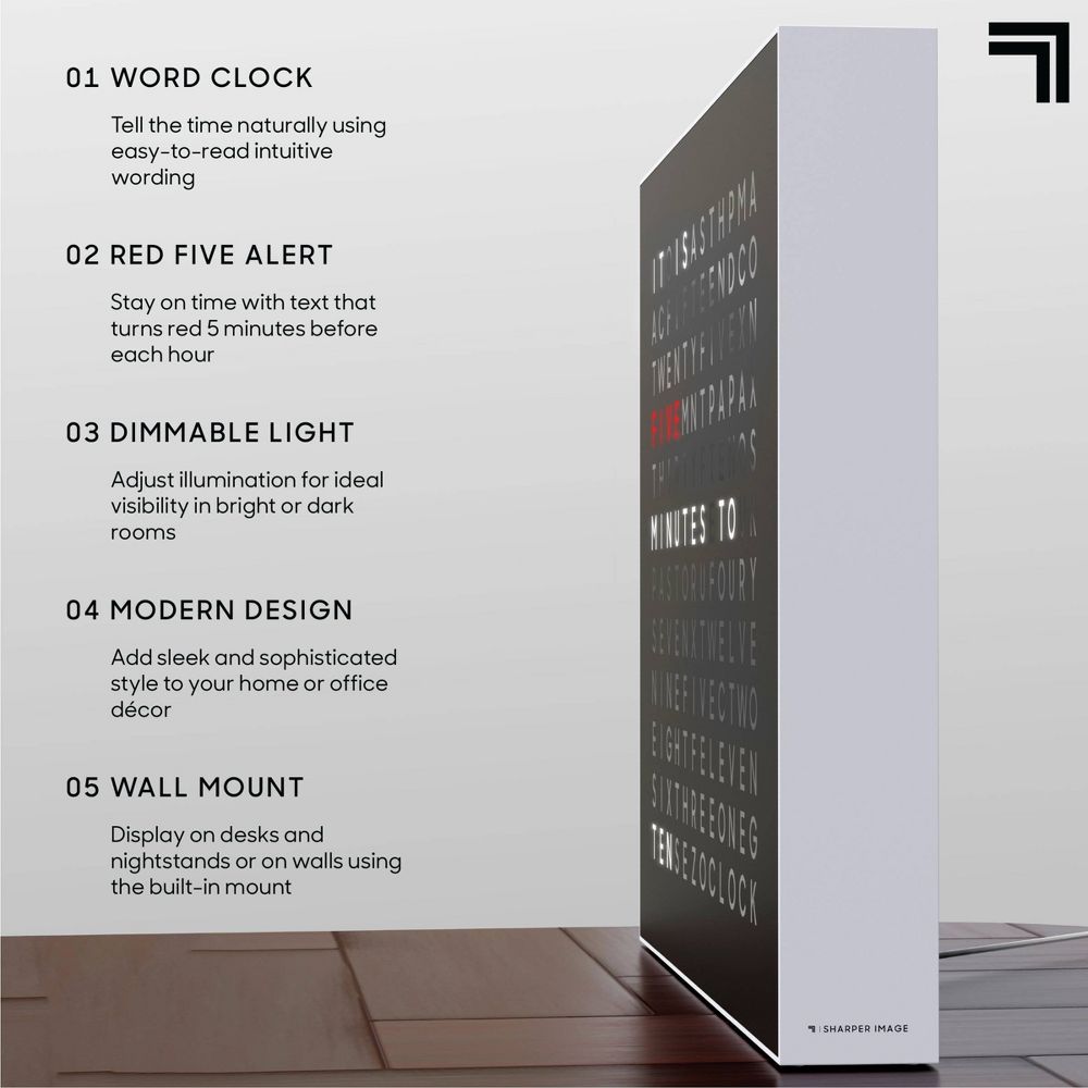 New - Sharper Image LED Word Clock Pro
