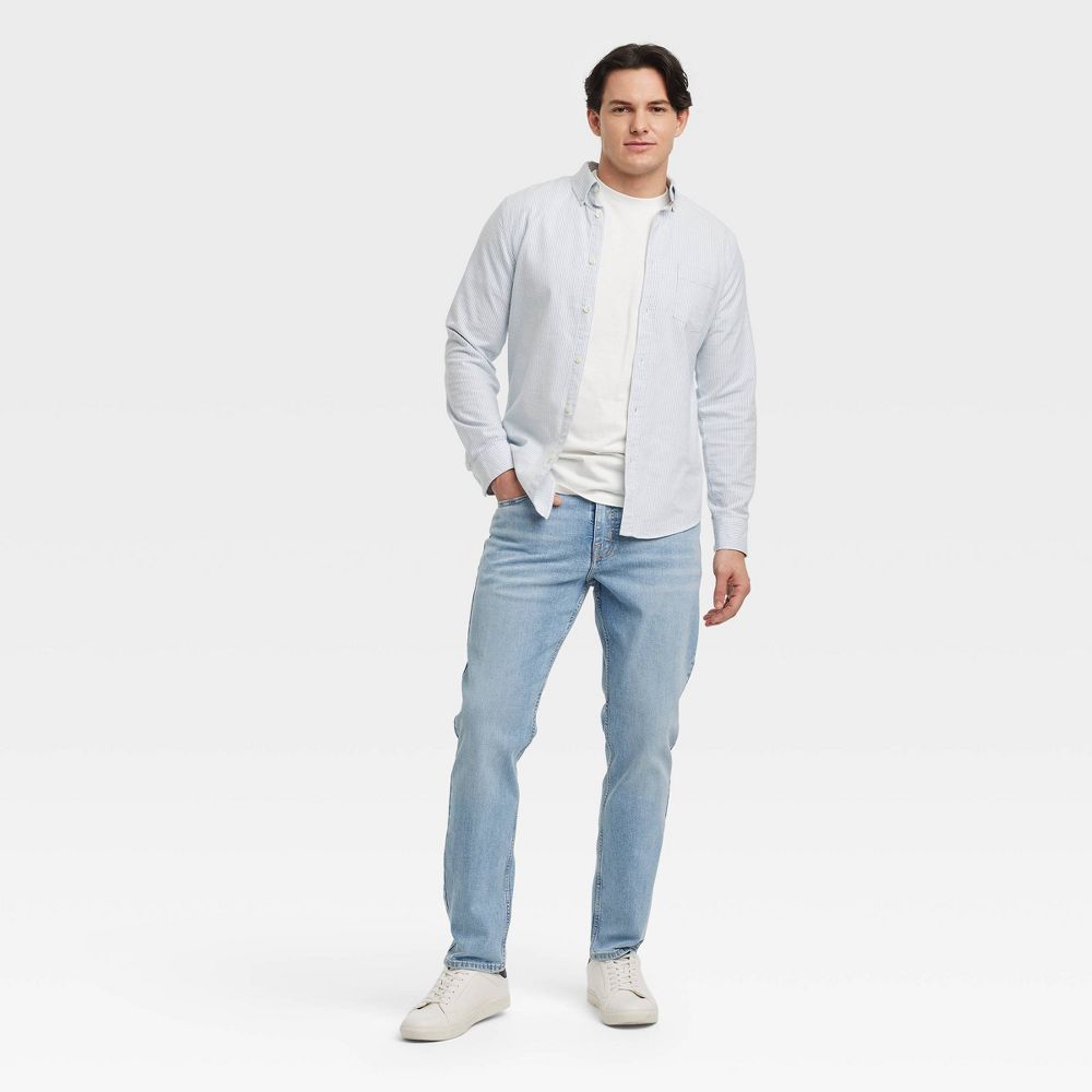 New - Men's Athletic Fit Jeans - Goodfellow & Co™ Light Indigo 42x34: Mid Rise, Denim, Straight Leg, Stretch