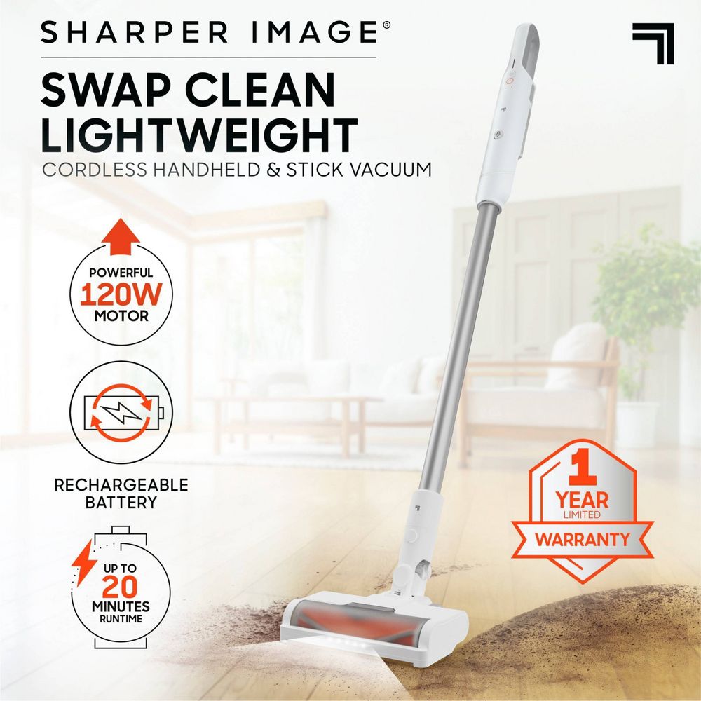 New - Sharper Image Swap Clean Lightweight Cordless Handheld & Stick Vacuum Gray