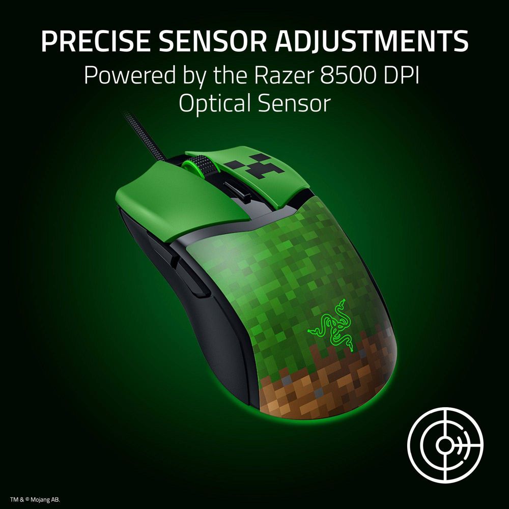 New - Razer Cobra Customizable Gaming Mouse - Minecraft Edition: Wired Precision Device
