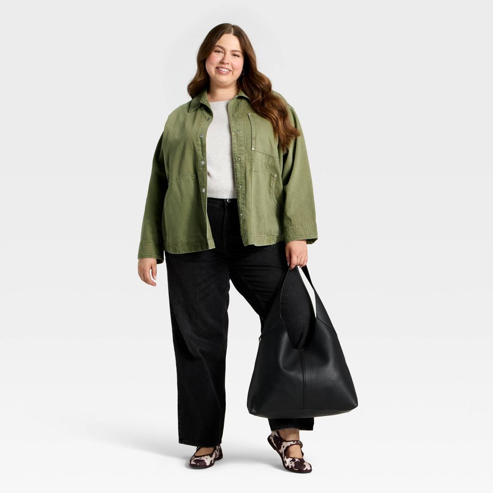 Open Box - Women's Relaxed Barn Denim Coat - Universal Thread™ Green XXL