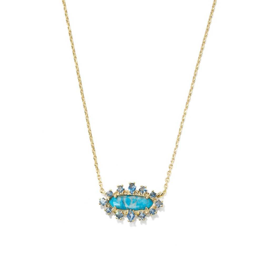 Open Box - Kendra Scott Eva Crystal Framed Pendant Necklace - Blue Mix