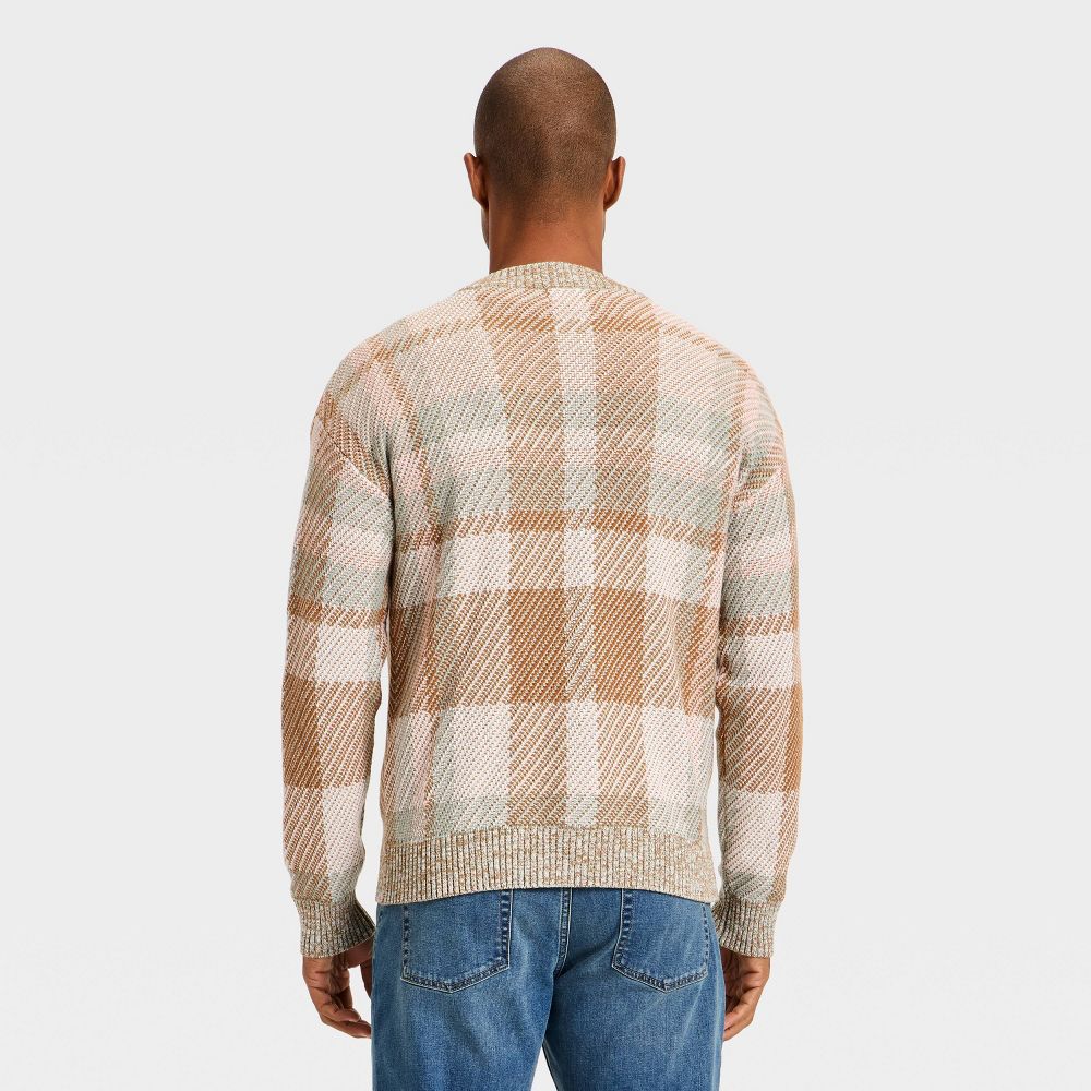 New - Men's Long Sleeve Plaid V-Neck Cardigan Sweater - Goodfellow & Co™ M