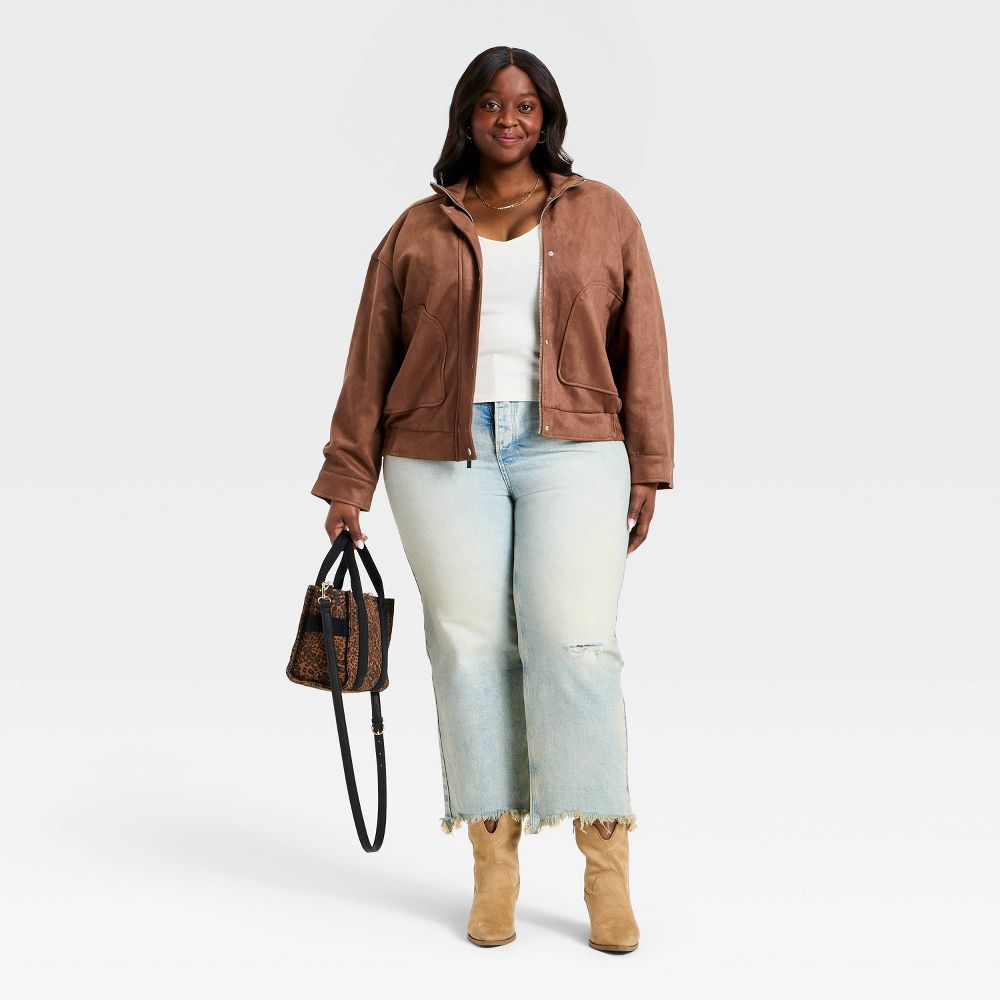 New - Women's Suede Fashion Jacket - Universal Thread™ Rust XXL