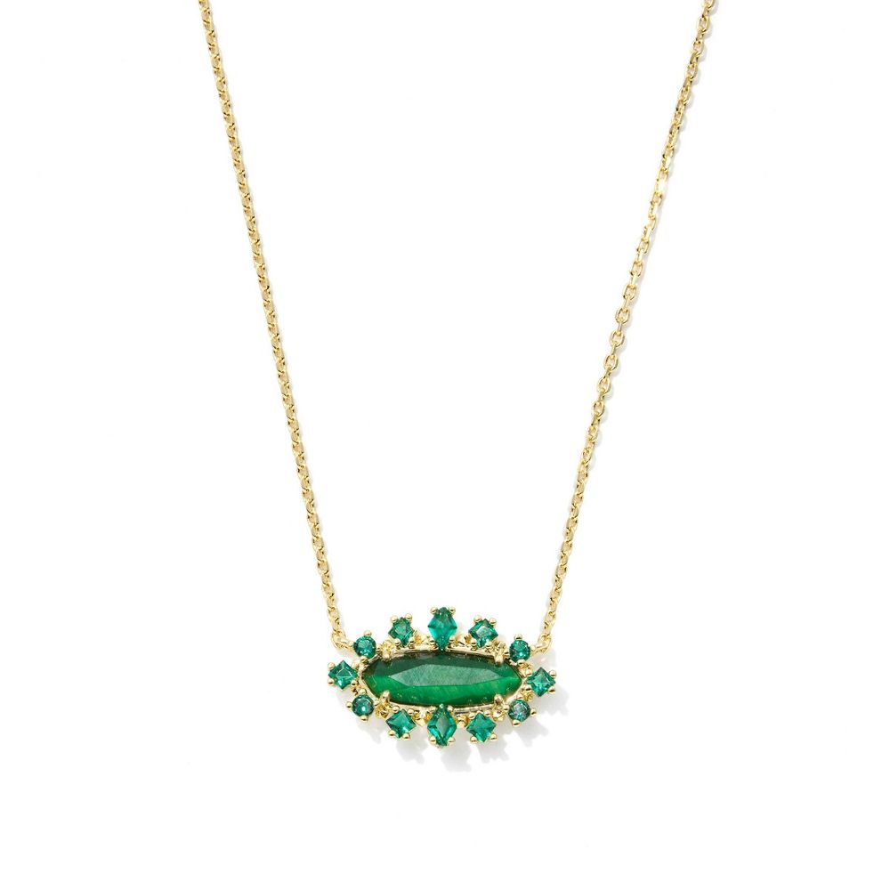 Open Box - Kendra Scott Eva Crystal Framed Pendant Necklace - Green Mix