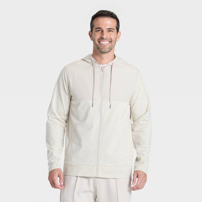New - Men's Soft Stretch Full Zip Top - All In Motion™ Cream XXL