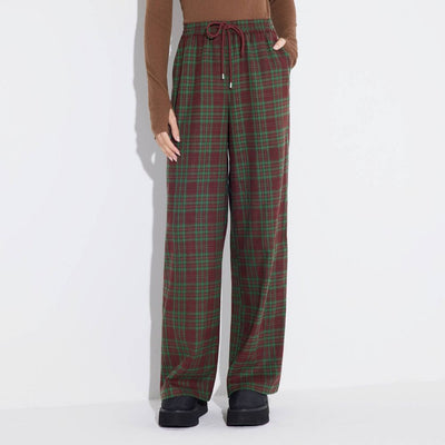 New - Women's Mid-Rise Wide Leg Pull-On Pants - Wild Fable™ Green Plaid M