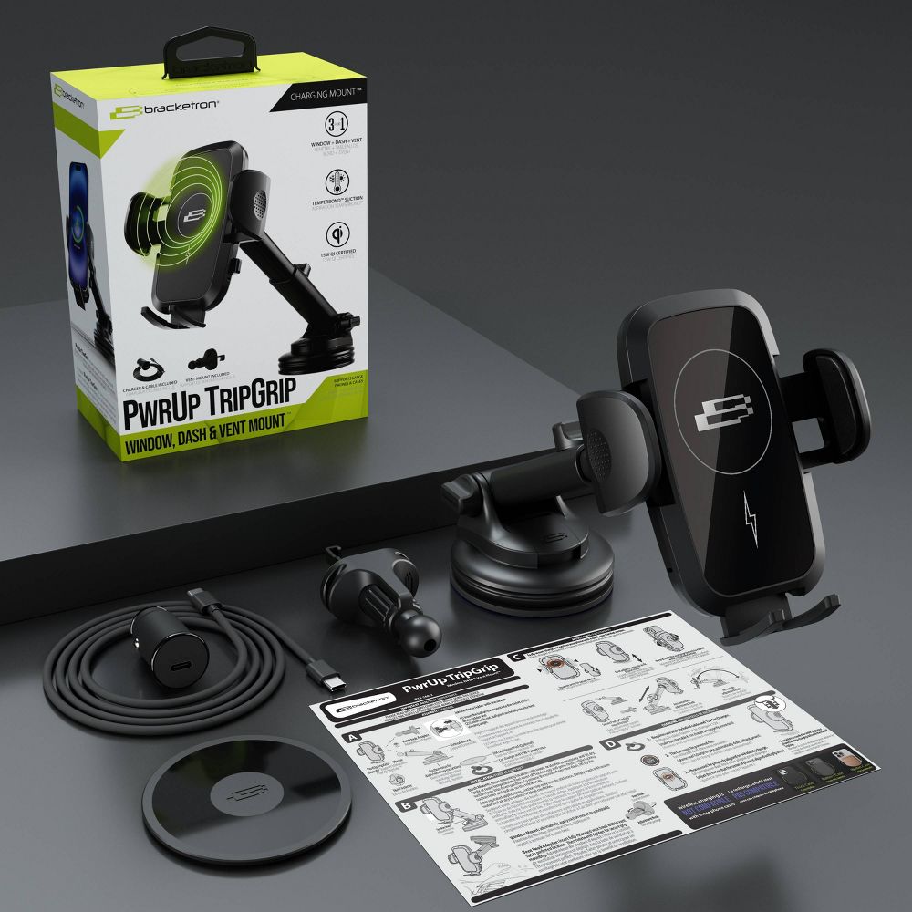 New - Bracketron PwrUp TripGrip Window/Dash Mount - Black
