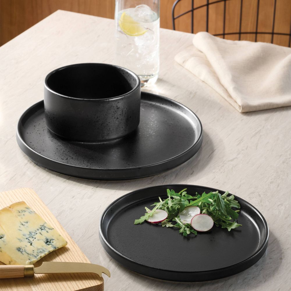 New - 12pc Stoneware Stella Dinnerware Set Black - Threshold™