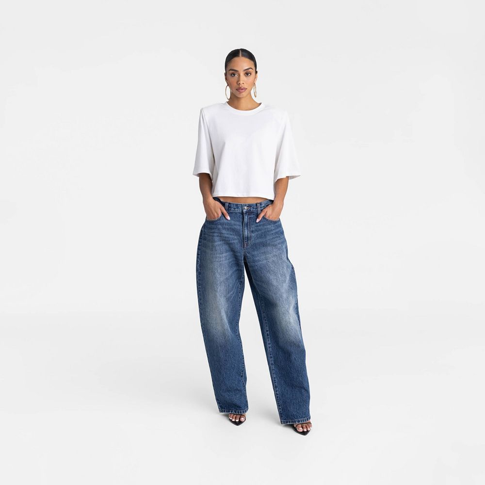Open Box - KBB by KAHLANA Women's Mid-Rise Wide Leg 'The Kahlana Jean' - Dark Wash 00