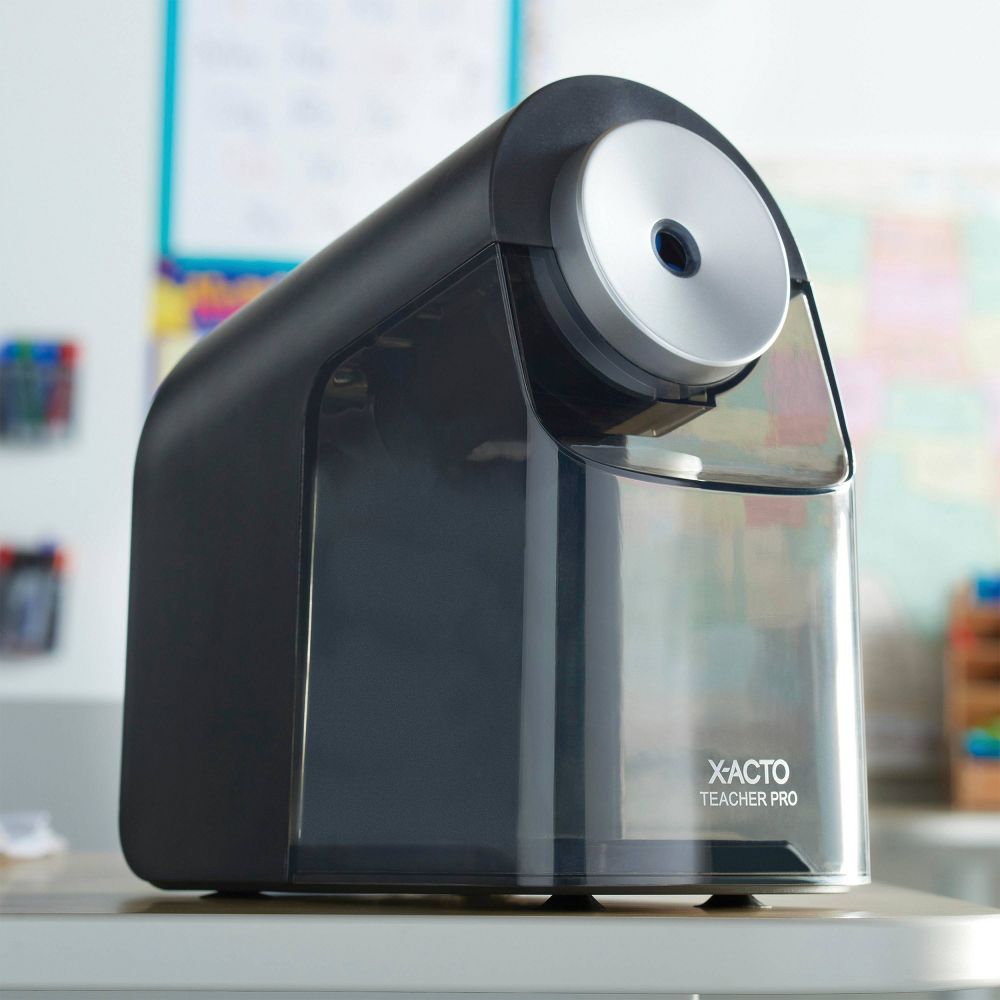 Open Box - X-ACTO TeacherPro Electric Pencil Sharpener with Auto Adjust Dial and SafeStart Motor: Electronic Sharpener for Pencils
