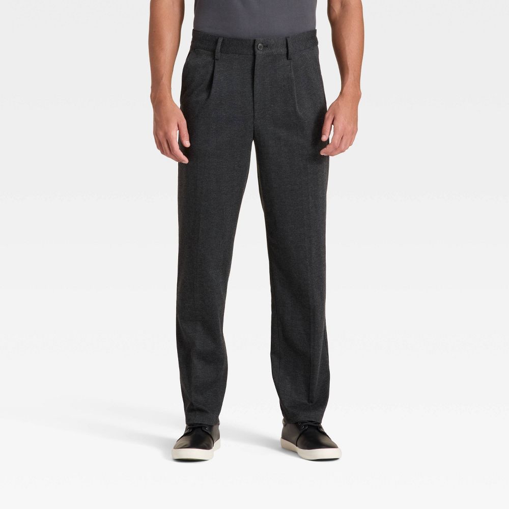 New - Men's Plaid Dress Trousers - Goodfellow & Co™ Dark Gray 36x32