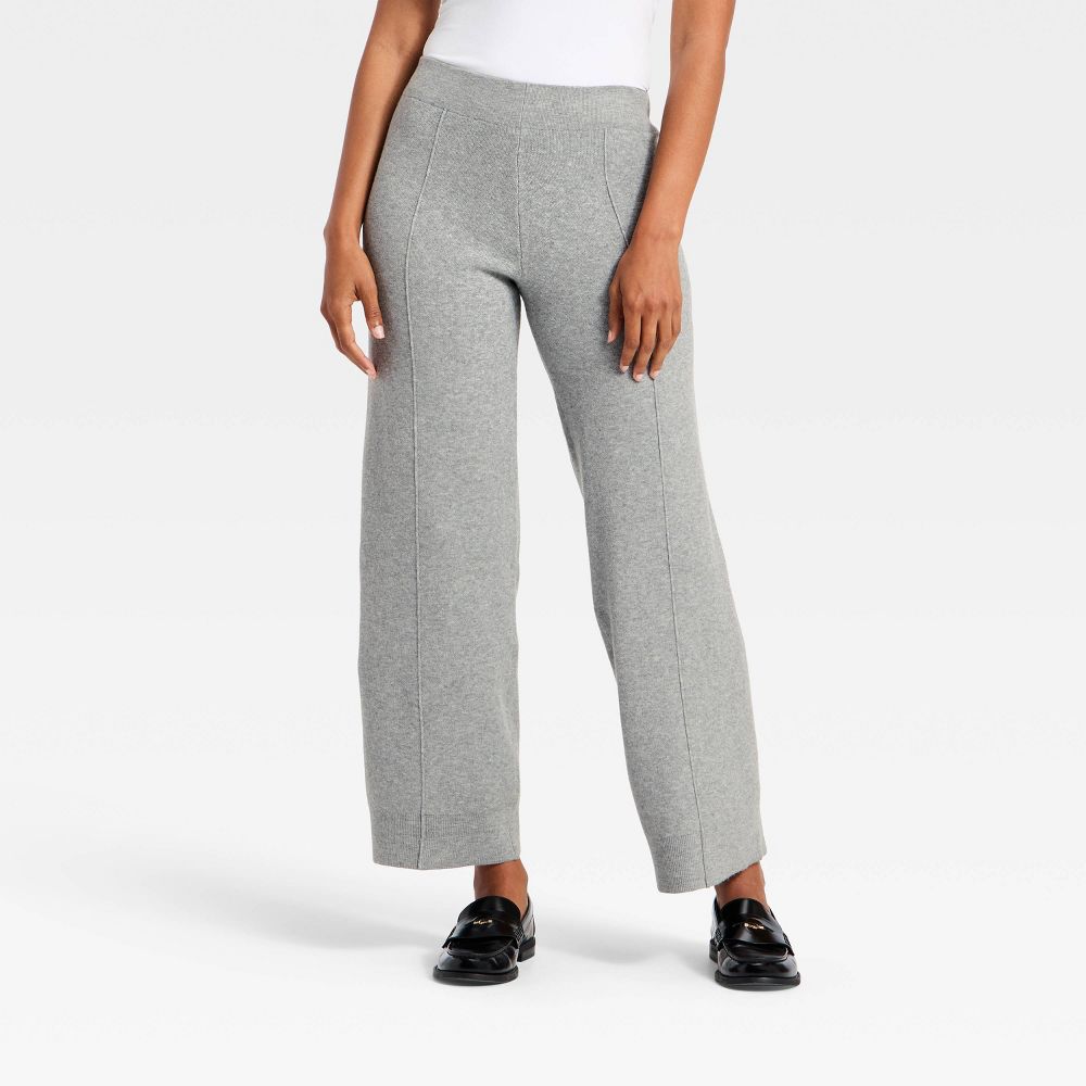 New - Women's Wide Leg Sweater Pants - A New Day™ Heather Gray S