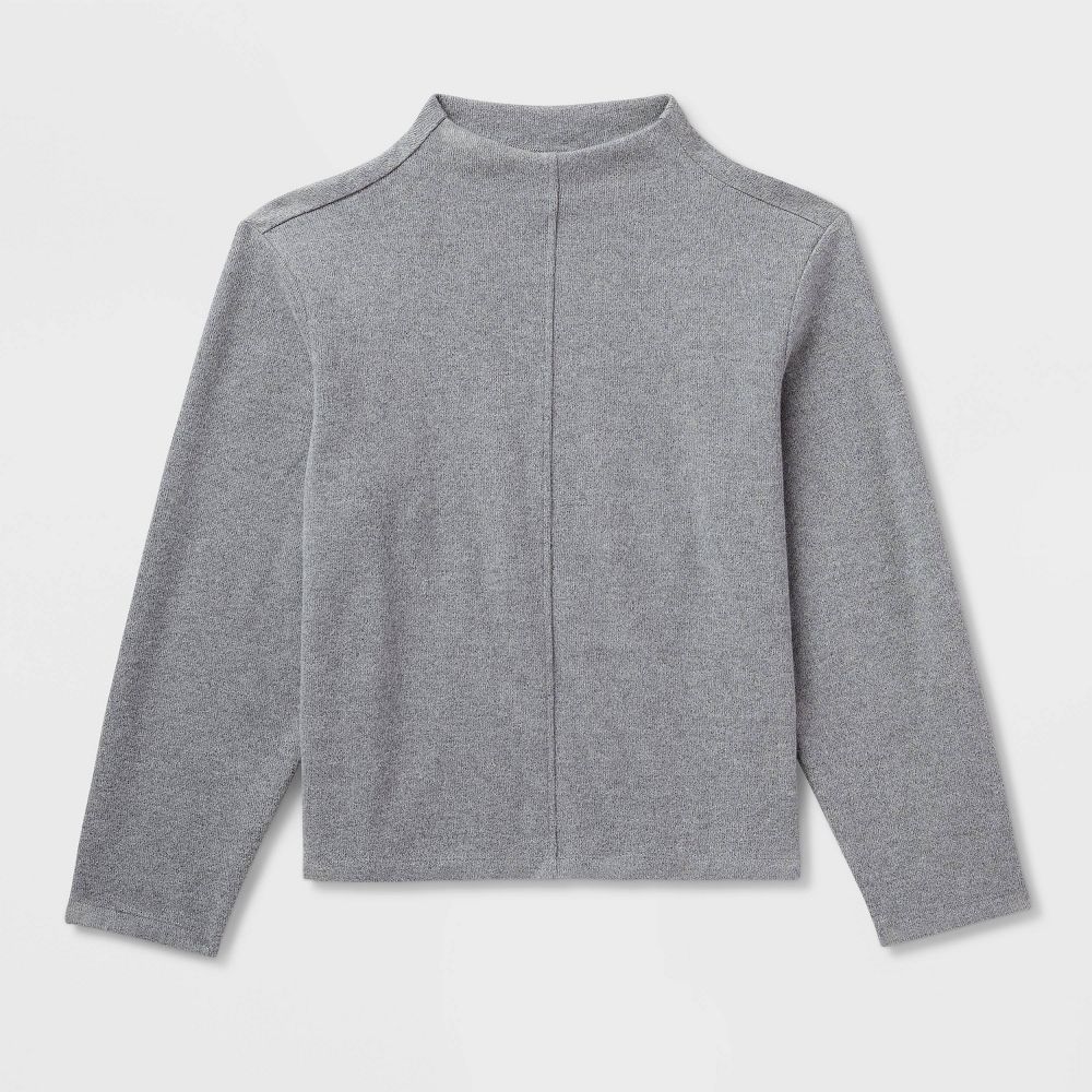 New - Women's Long Sleeve Brushed Mockneck Top - A New Day™ Gray S