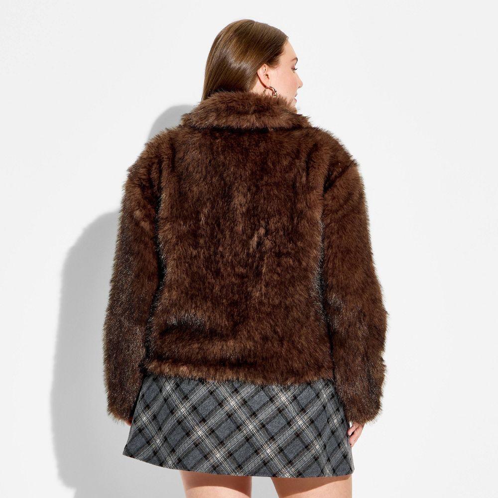 New - Women's Faux Fur Jacket - Wild Fable™ Brown XXL