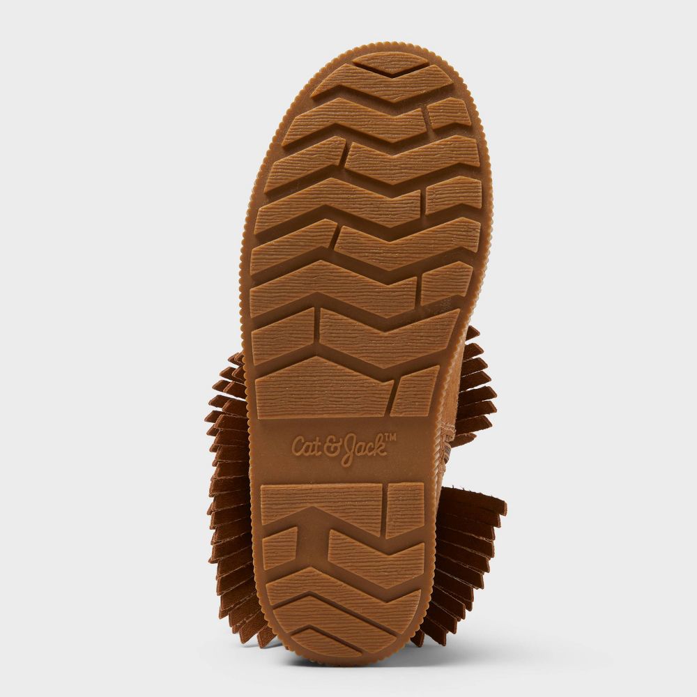 New - Kids' Fiona Fringe Cozy Boots - Cat & Jack™ Cognac 3
