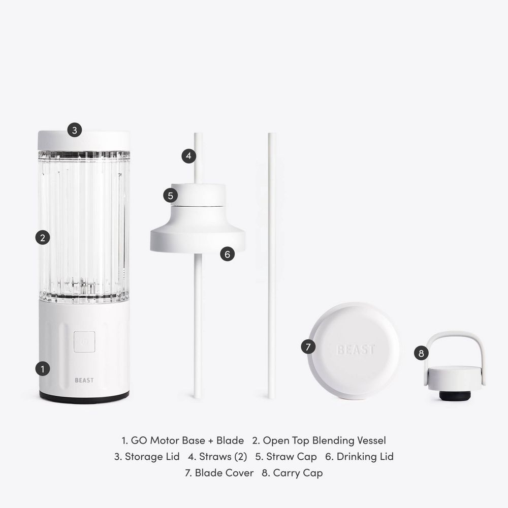 New - Beast Health GO Cordless Portable and Rechargeable Blender Cloud White