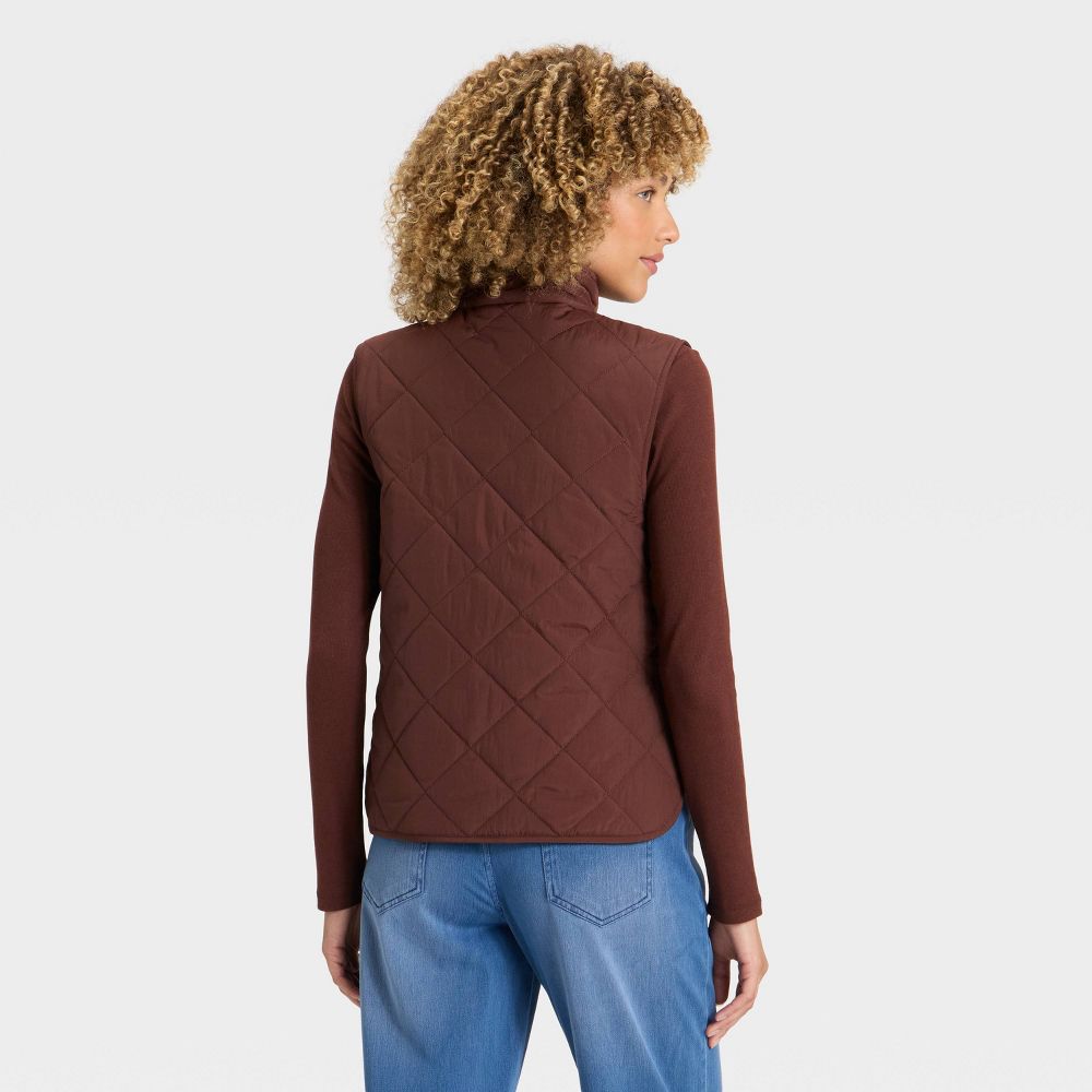 Open Box - Women's Quilted Vest - A New Day™ Brown L