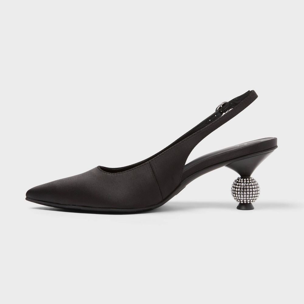 New - Women’s Simone Rhinestone Ball Heels - A New Day™ Black 6.5