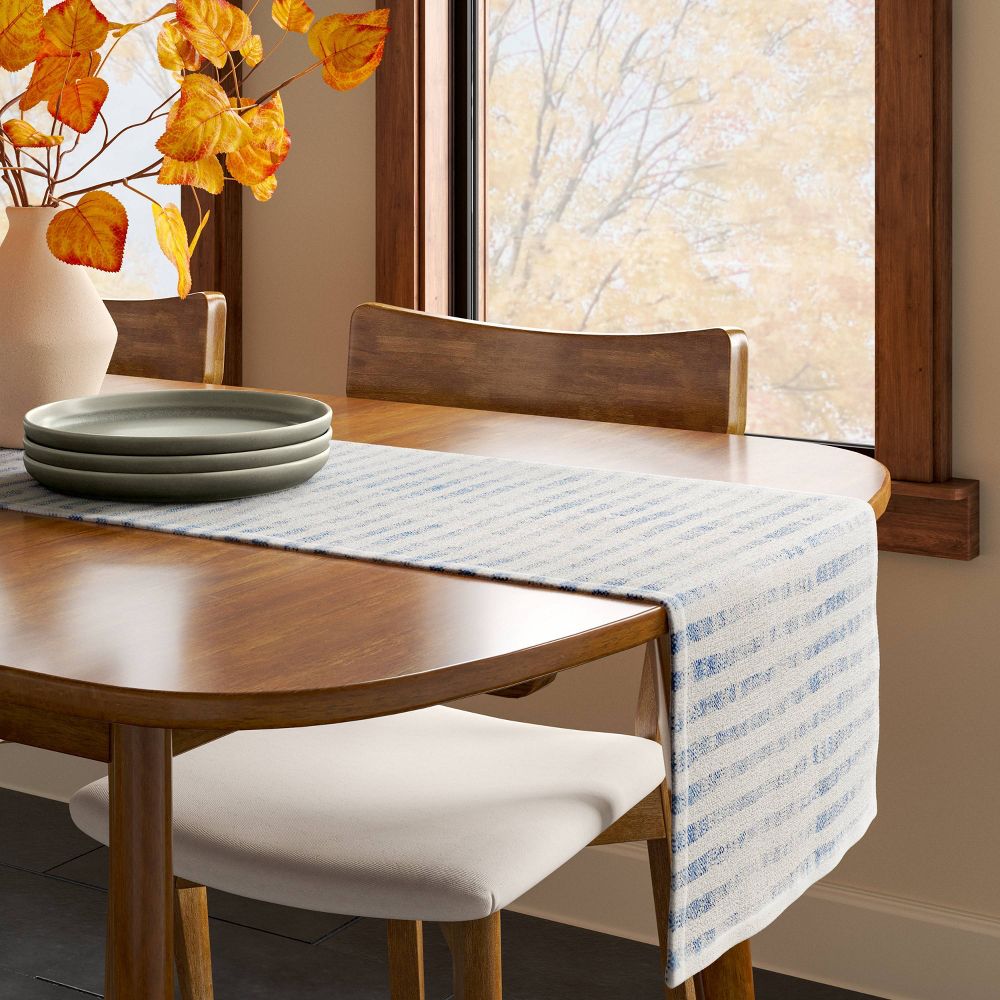 Open Box - 90"x20" Table Runner Blue Striped - Threshold™