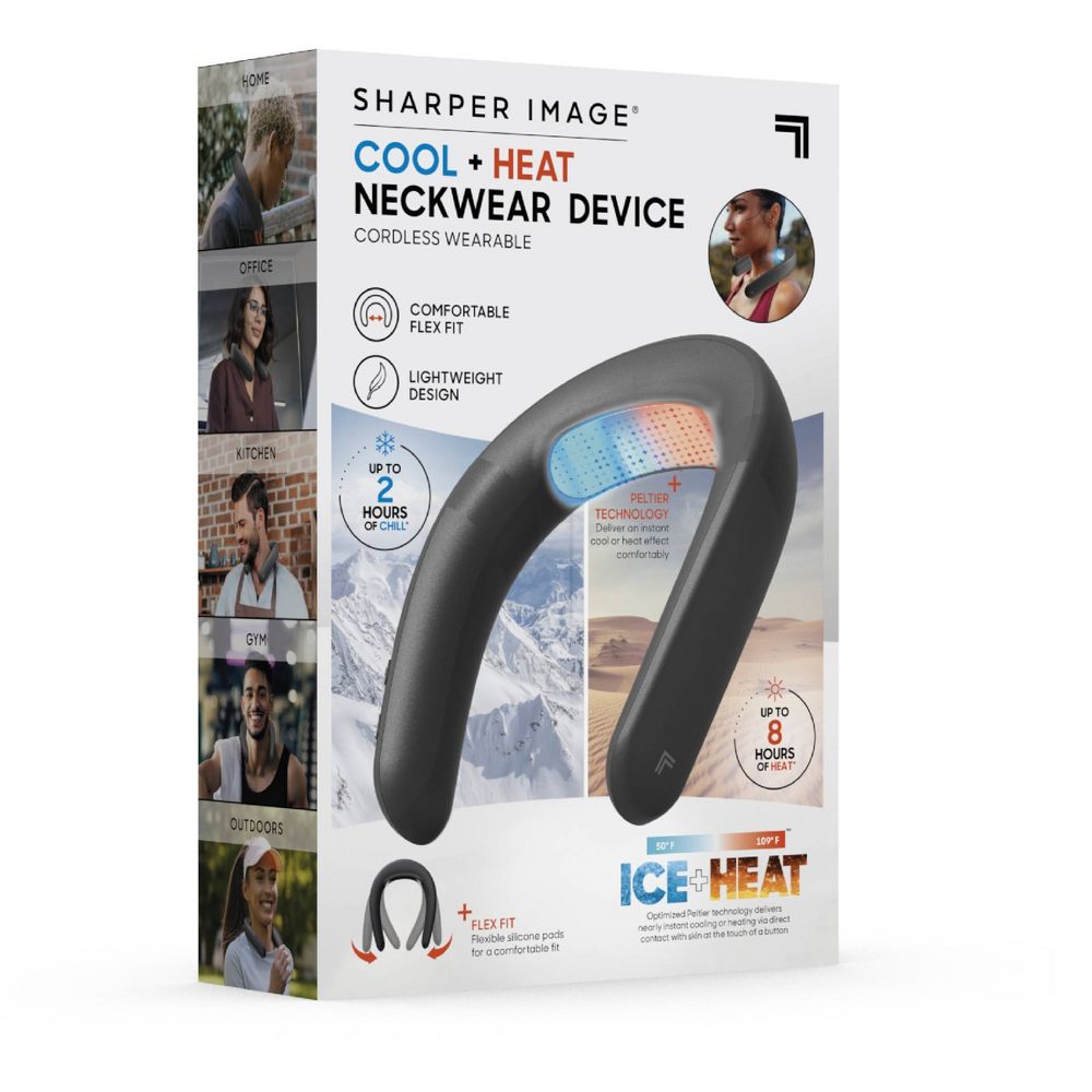 New - Sharper Image Cordless Cool and Heat Neckwear Device Black