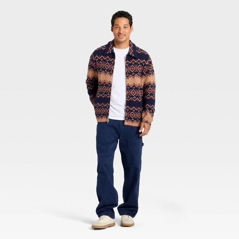 New - Men's Fair Isle Sweater Jacket - Goodfellow & Co™ Blue XL