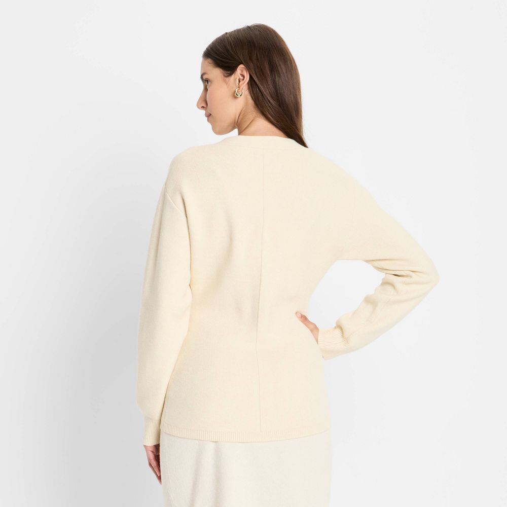 New - Women's Nipped Waist Cardigan - Future Collective Cream XS