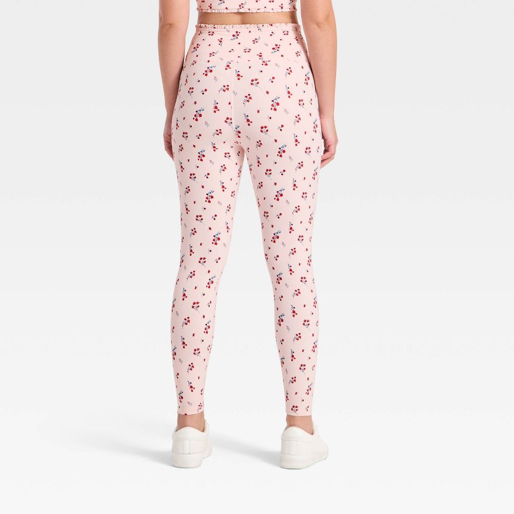 New - Women's Everyday Soft Ultra High-Rise Ruffle Crossover 7/8 Leggings - All In Motion™ Light Pink Floral S