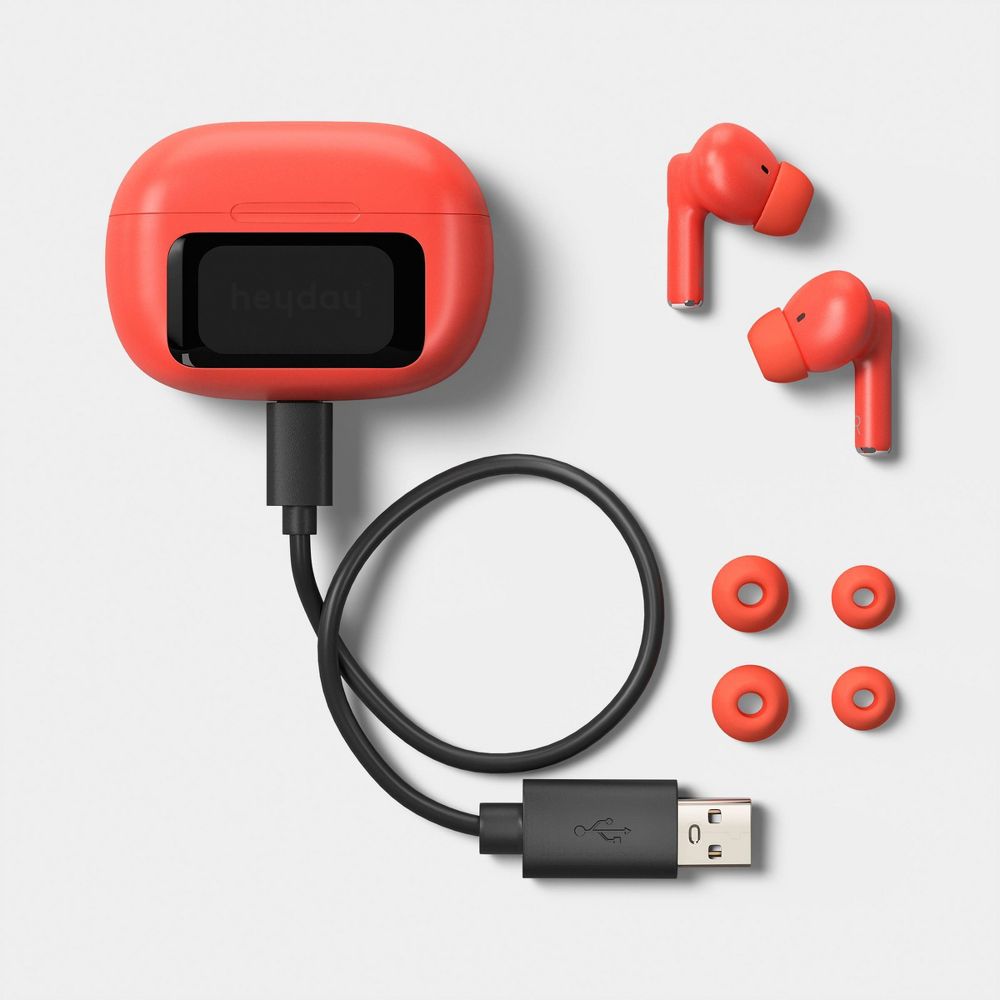 Open Box - True Wireless Active Noise Cancelling Earbuds with Screen Poppy - heyday™