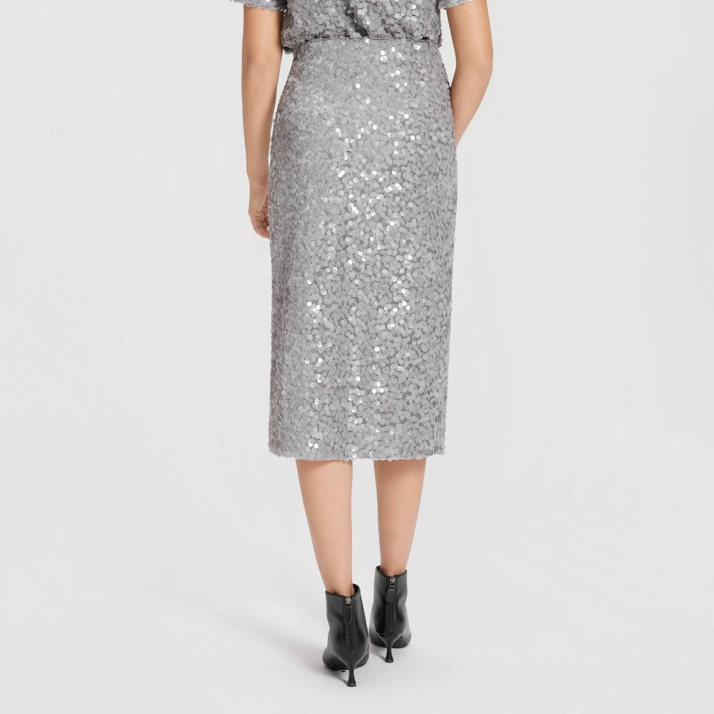 New - Women's Sequin Pencil Skirt - A New Day™ Gray XL