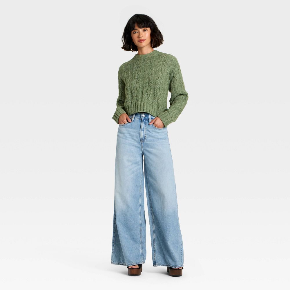 Women's Cozy Cable Crewneck Pullover Sweater - Universal