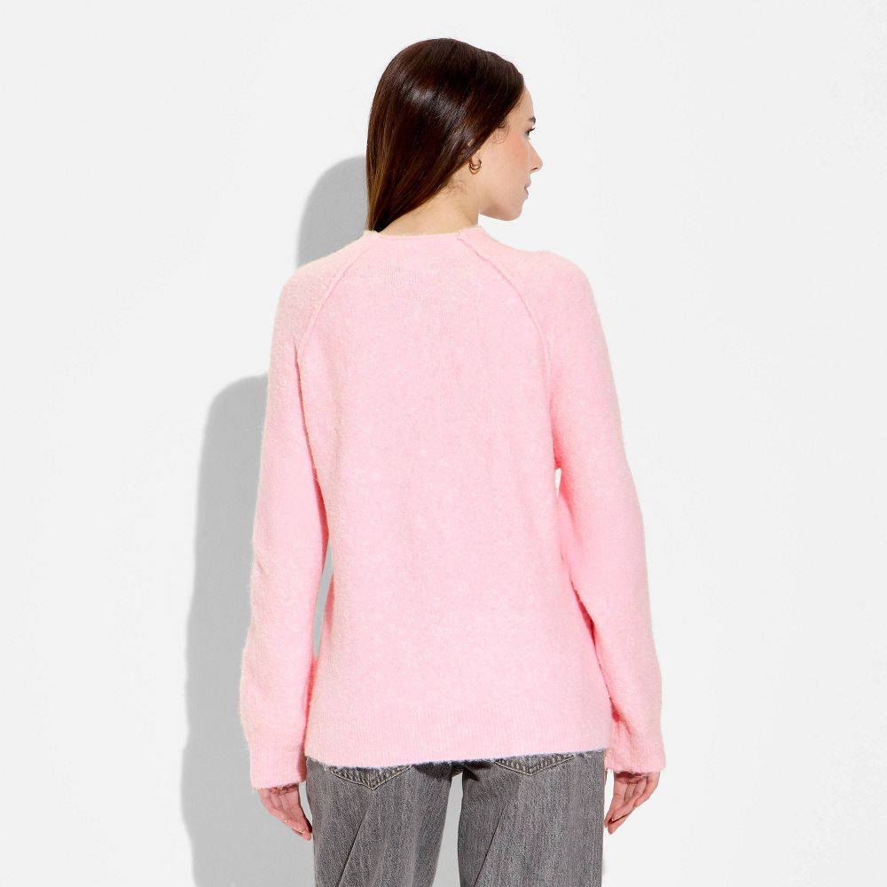 New - Women's Turtleneck Boucle Tunic Pullover Sweater - Wild Fable™ Light Pink L