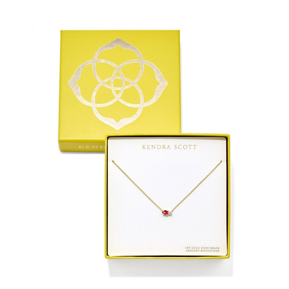 Open Box - Kendra Scott Jensen Birthstone Pendant Necklace - Cranberry Illusion