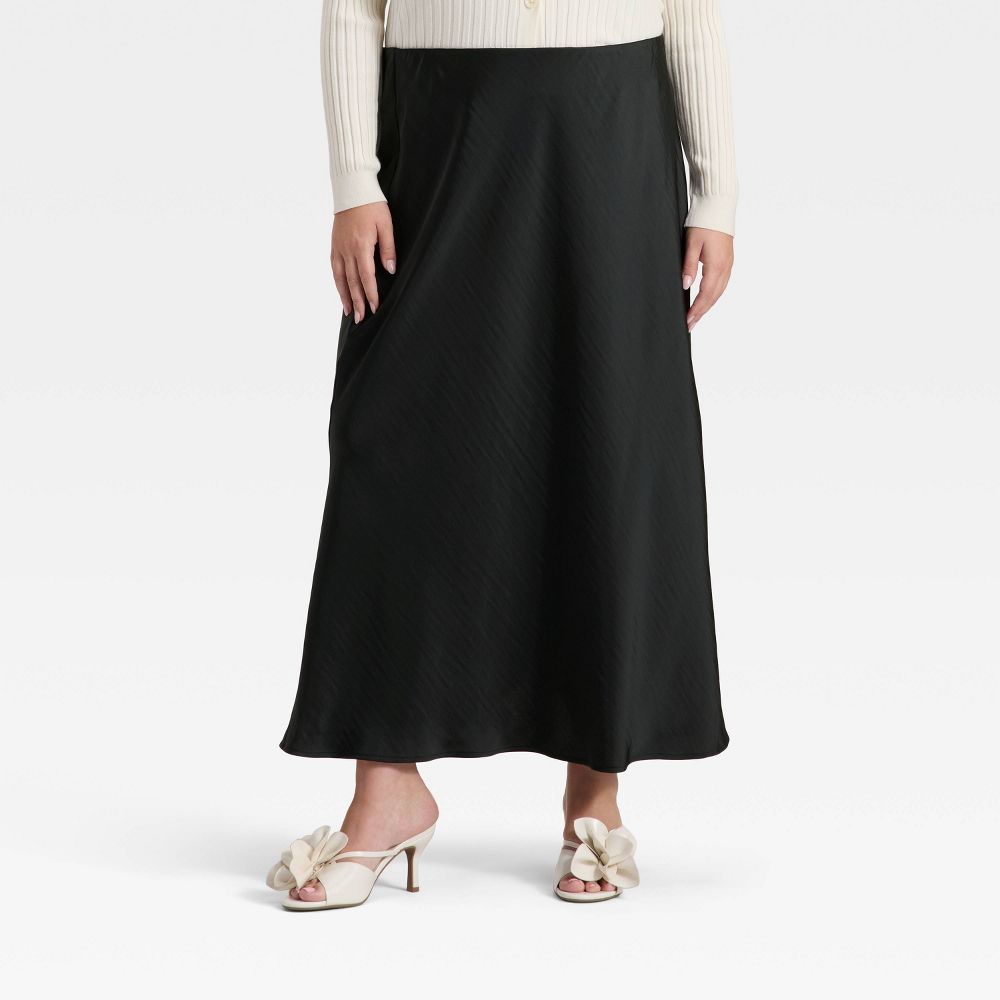 New - Women's Maxi Slip A-Line Skirt - A New Day™ Black 4X