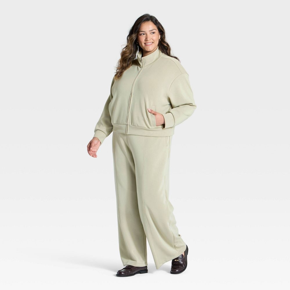 New - Women's Sandwash Zip-Up - A New Day™ Light Green XXL