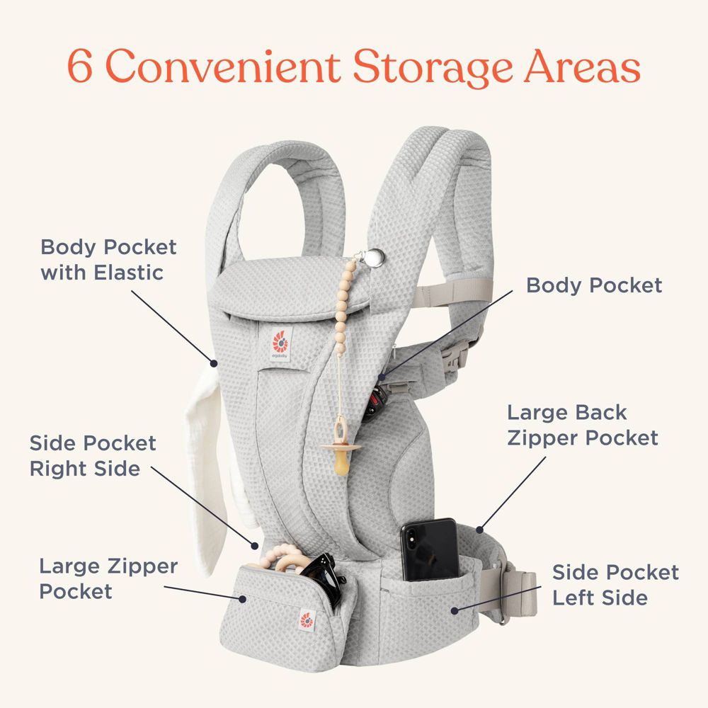 New - Ergobaby Omni Deluxe Mesh All-in-One Baby Carrier - Graphite Gray