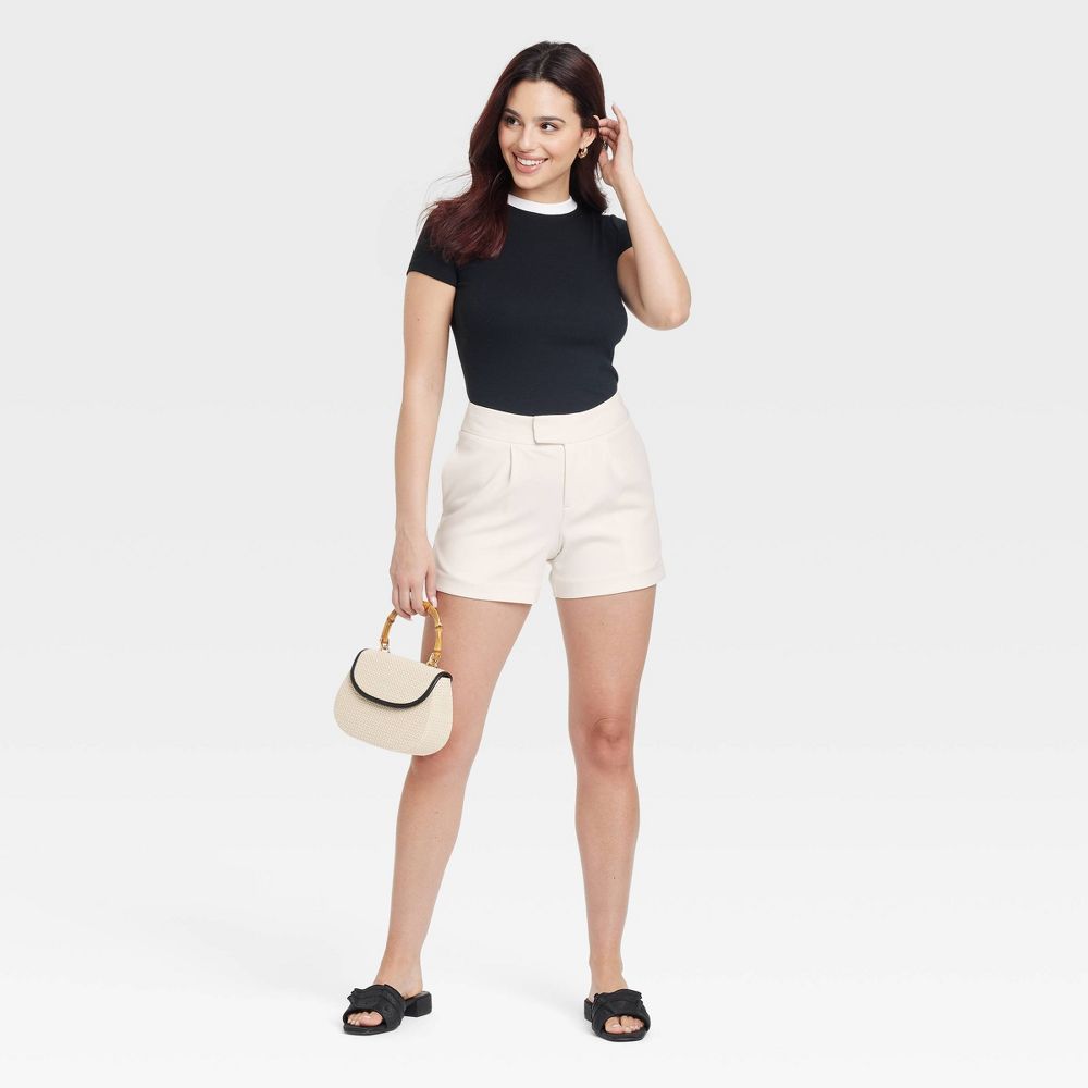 New - Women's High-Rise Tailored Shorts - A New Day™ White 16: Recycled Polyester, Midweight, 4" Inseam