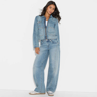 Open Box - Women's Denim Utility Jacket - Wild Fable™ Light Blue XS