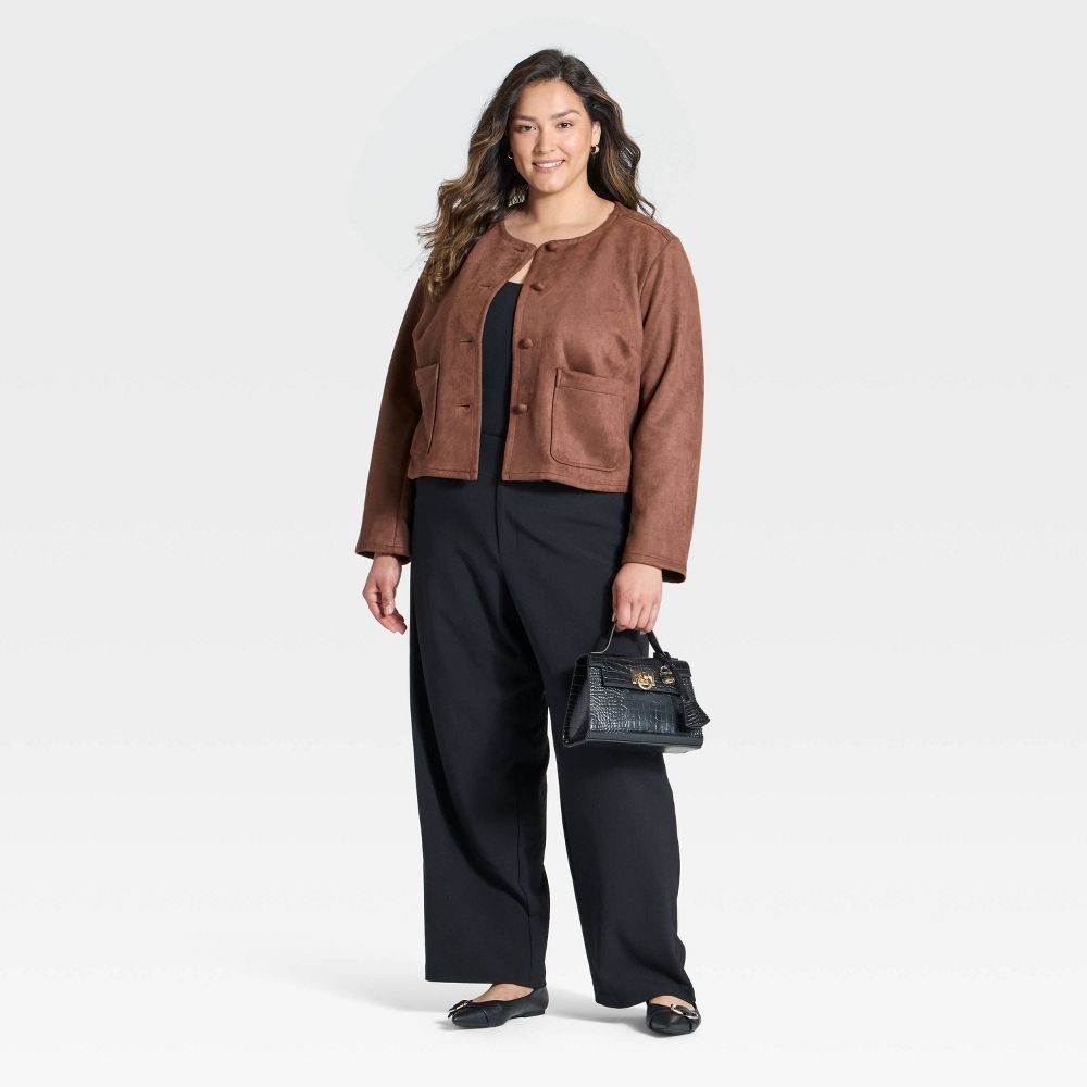 New - Women's Faux Suede Lady Jacket - A New Day™ Brown 4X