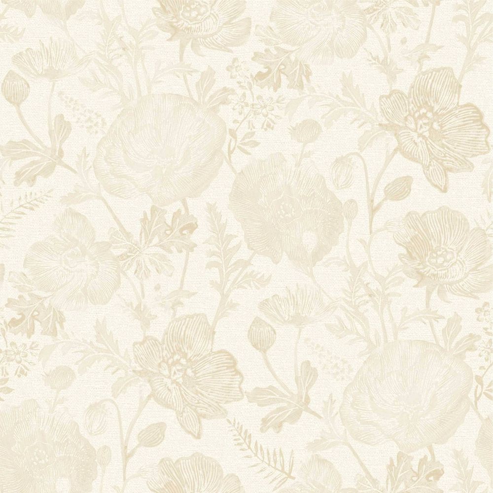 New - Tempaper & Co. 28 sq ft Poppies Textured Peel and Stick Beige Wallpaper by Pure Salt