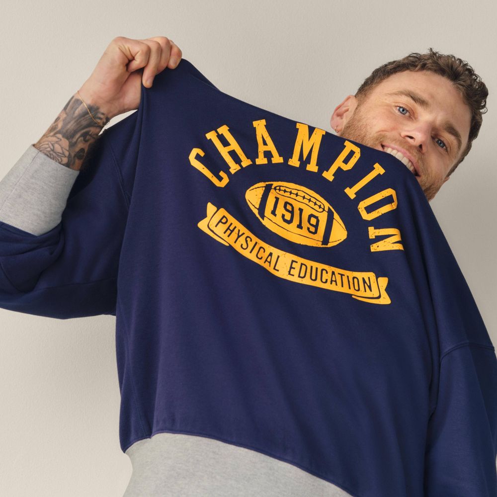 New - Champion Men's Physical Education Colorblocked Sweatshirt - Navy S