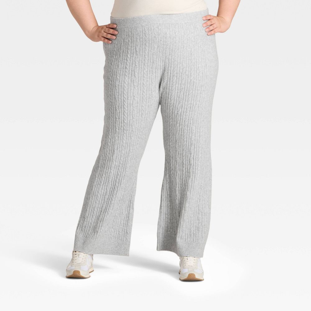 New - Women's High-Rise Wide Leg Ankle Sweater Pull-On Pants - Universal Thread™ Gray XXL