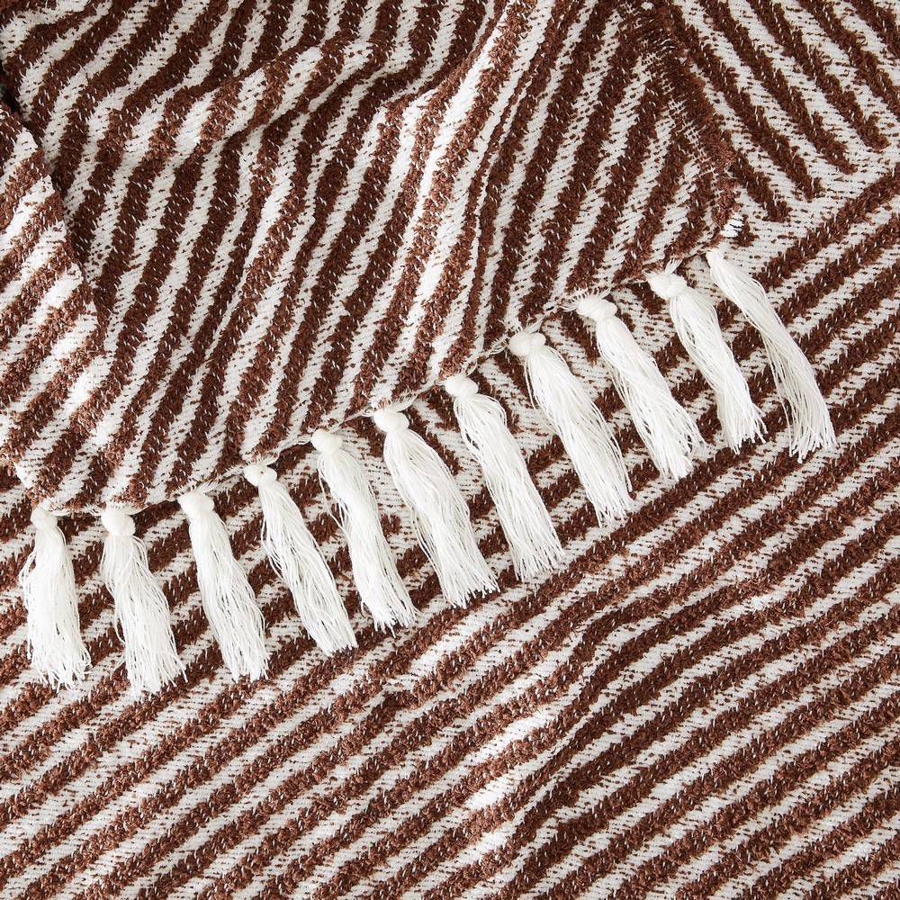 New - Brooklyn Loom 50"x70" Diagonal Chenille Stripe Throw Brown