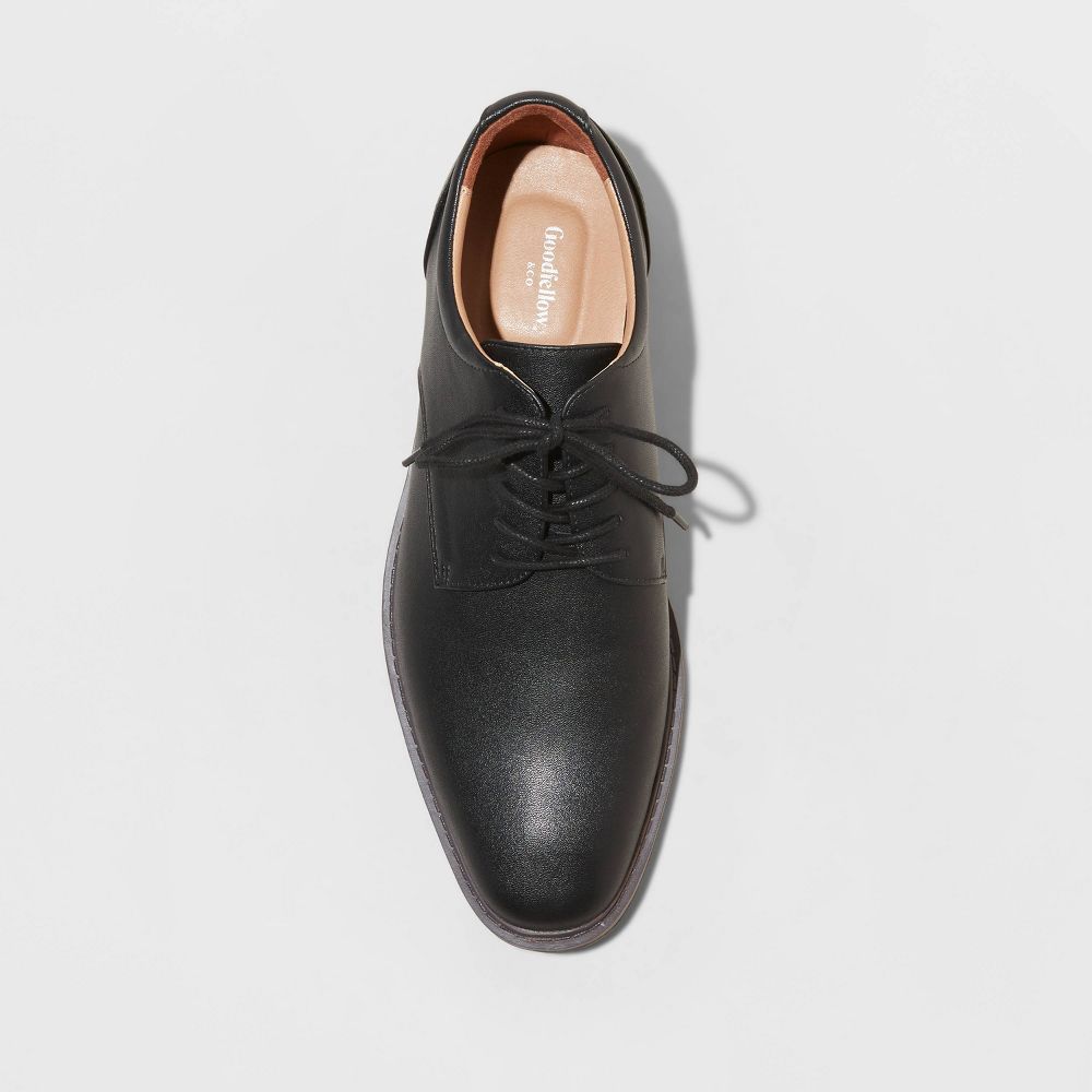 Open Box - Men's Leo Dress Shoes with Memory Foam Insole - Goodfellow & Co™ Black 11W: Lace Up, Wide Fit, Cushioned Footbed