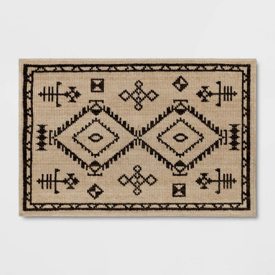 New - 2'x3' Washable Woven Accent Rug Black/Tan - Threshold™