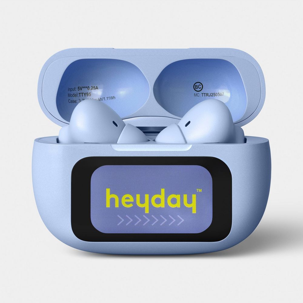 Open Box - True Wireless Active Noise Cancelling Earbuds with Screen Peri Blue - heyday™