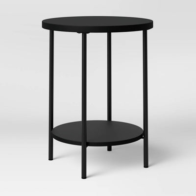 New - Wood and Metal Round End Table Black - Room Essentials™